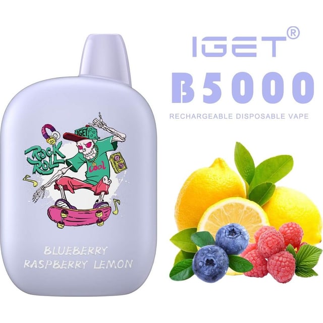 IGET B5000 Blueberry Raspberry Lemon disposable vape, Blueberry Raspberry Lemon flavour, Australia
