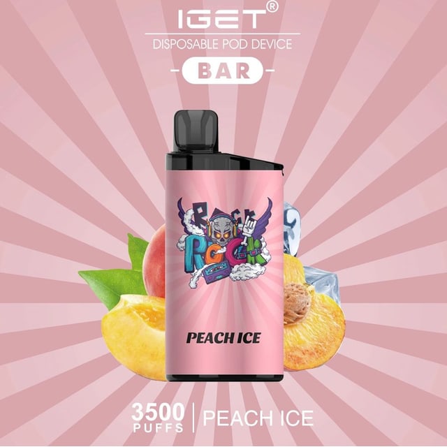 IGET Bar Peach Ice disposable vape, Peach Ice flavour, Australia