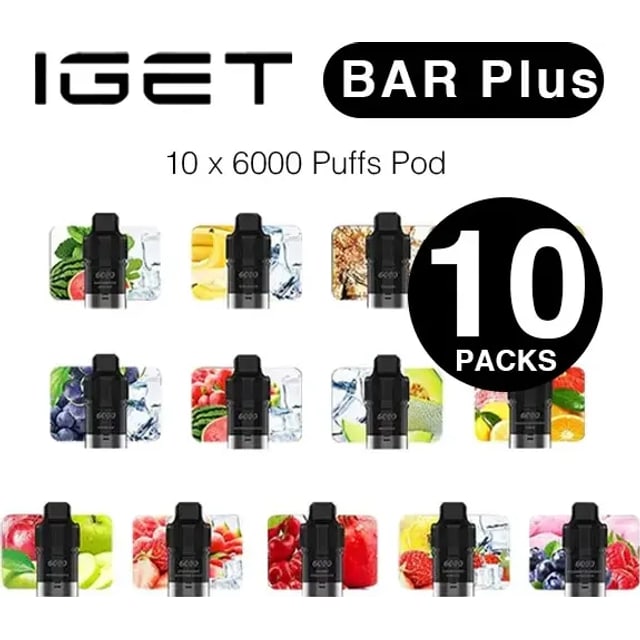 IGET Bar Plus Bundle (1 Kit + 2 Pods) disposable vape, flavour, Australia