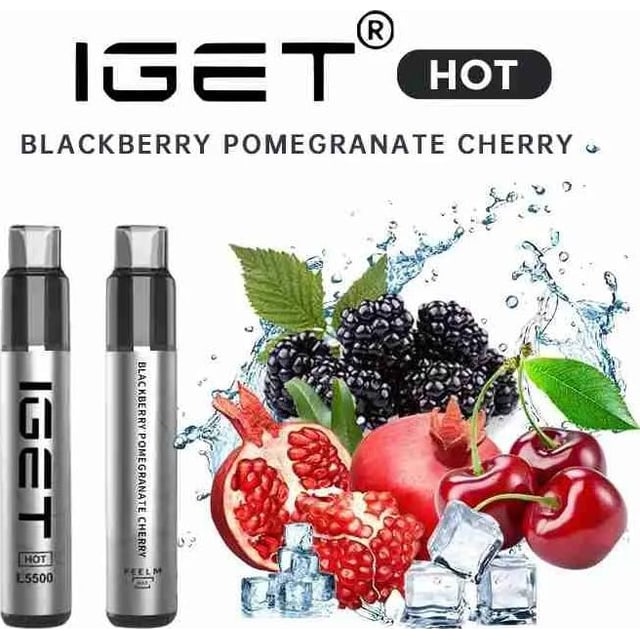 IGET Hot Blackberry Pomegranate Cherry disposable vape, Blackberry Pomegranate Cherry flavour, Australia