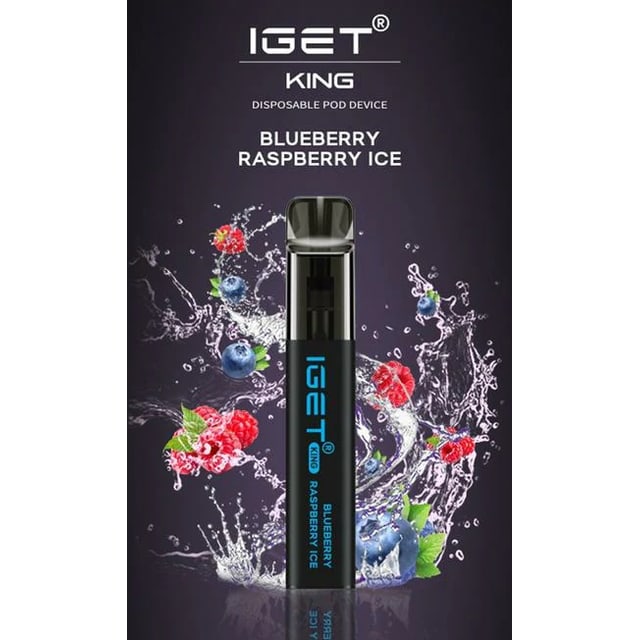IGET King Blueberry Raspberry Ice disposable vape, Blueberry Raspberry Ice flavour, Australia