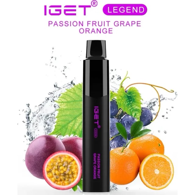 IGET Legend Passion Fruit Grape Orange disposable vape, Passion Fruit Grape Orange flavour, Australia