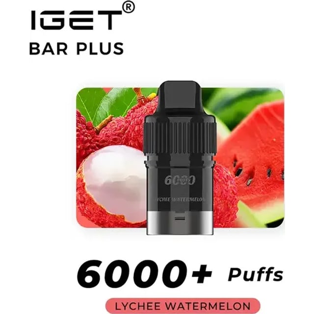 IGET Bar Plus Pod Lychee Watermelon disposable vape, Lychee Watermelon flavour, Australia
