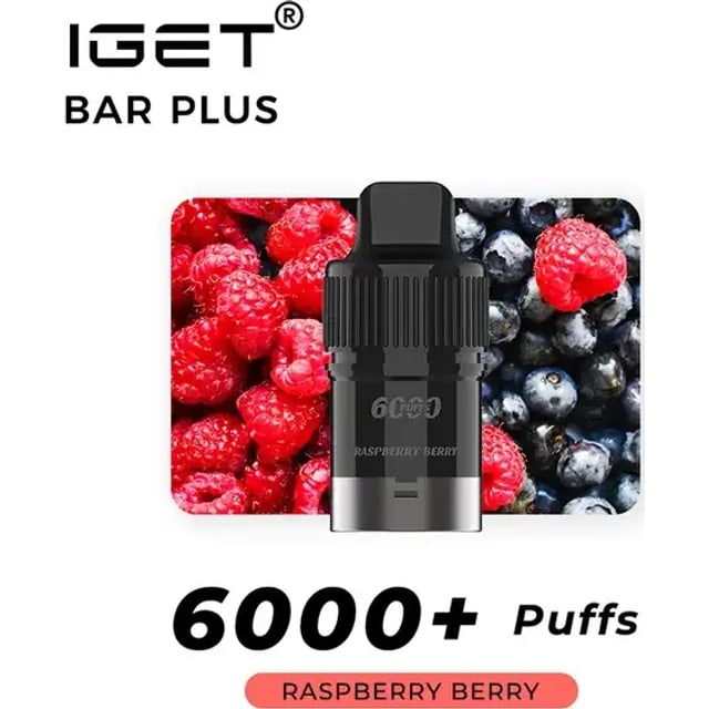 IGET Bar Plus Pod Raspberry Berry disposable vape, Raspberry Berry flavour, Australia